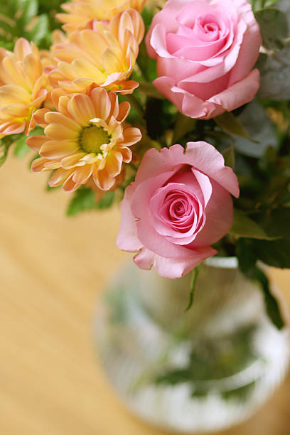 Pink roses on a wooden background