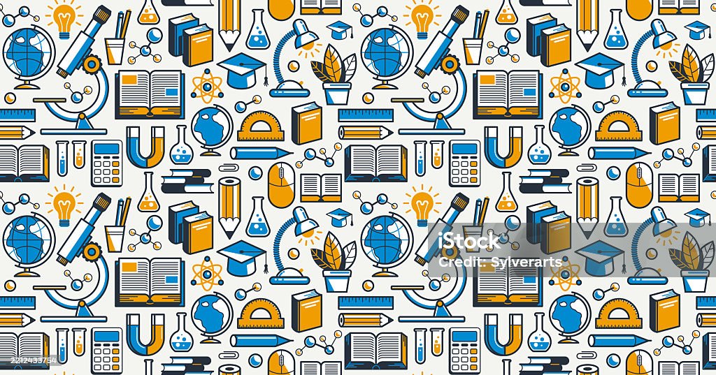 Learning Pattern Backround Education Seamless Background Vector Endless Pattern Wallpaper With A ...