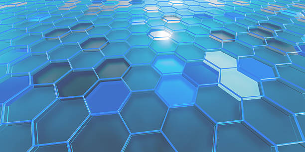 3d illustration of blue hexagonal design  abstract background