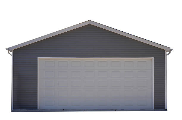 A residential house garage isolate white