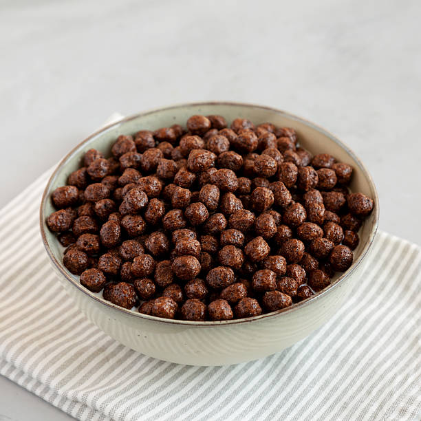 istock Chocolate Puff Cereal with Milk in a Bowl, side view. 2212456027