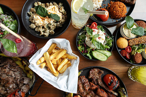 istock Mixed grill with salads and fries. 2212460332