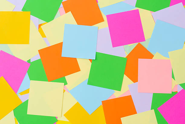 istock Colorful note papers, collection of different colored sheets background, text your message, reminder 2212461370