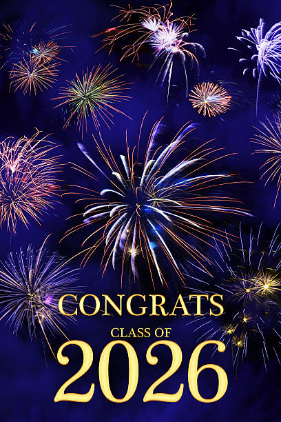 istock CONGRATS CLASS of 2026 lettering with beautiful fireworks 2212463614