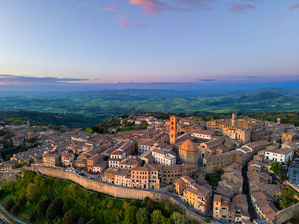 istock Volterra at dusk, Tuscan medieval town from drone 2212467308