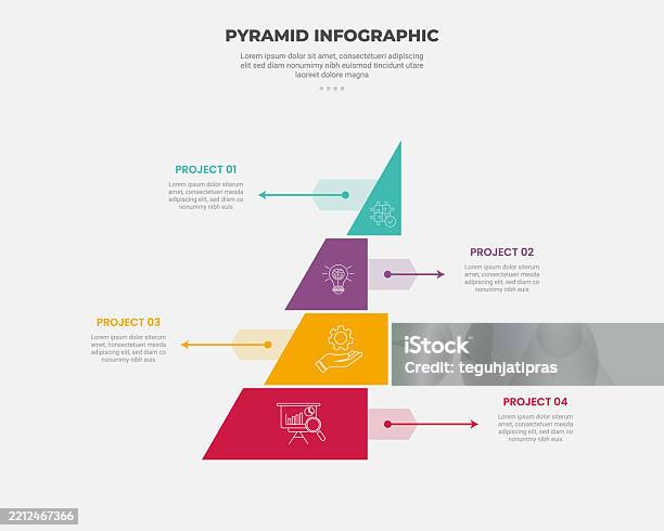 Pyramids Or Triangles Pyramid Or Triangle Shape Infographic Outline Style With 4 Point ...