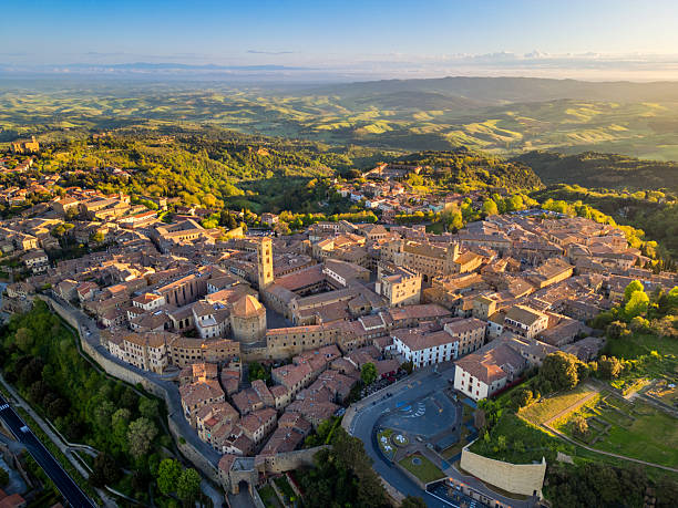 istock Volterra, Tuscan medieval town from drone 2212468175