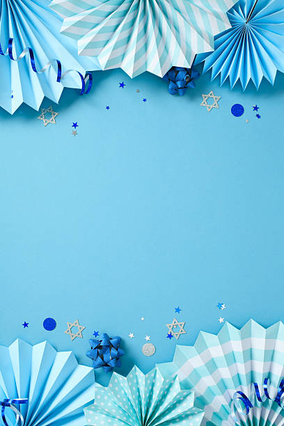 istock Vertical Blue Background for Jewish Holidays (Hanukkah, Bar Mitzvah) with Decorations 2212471095
