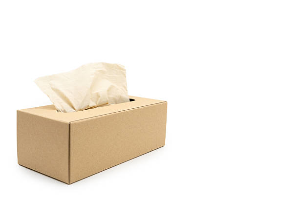 istock Brown tissue paper box isolated on white background with Clipping path. Copy space for text. Nice natural cardboard box of paper tissue. 2212485980