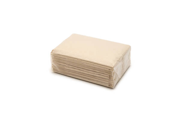 istock Pocket Brown tissue paper pack isolated on white background. copy space. 2212486497