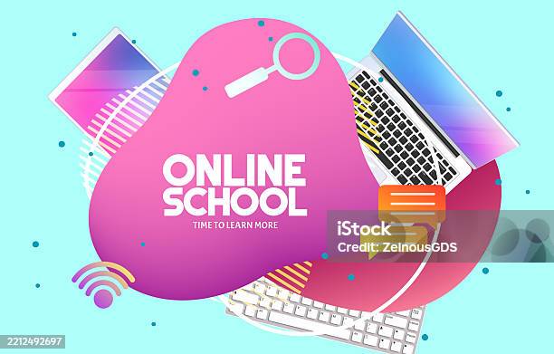 Elearning Background Vector Elearning Vector Background Design Online Education Text With Laptop ...