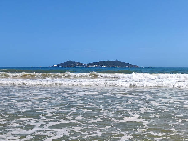 Waves at Haitang Bay, one of the five major bays in Sanya, Hainan Province, China.