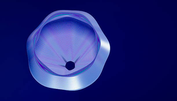 istock Abstract metallic funnel rotating in dark blue space 2212505972