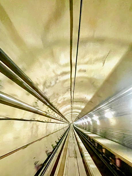 istock Airport Train Tunnel Lit Up with Lights 2212509832