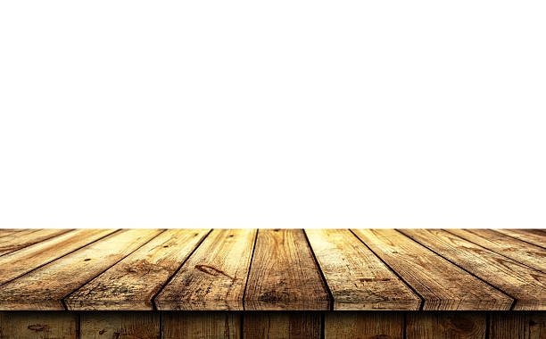 istock Empty wooden table background isolated on white background 2212513878