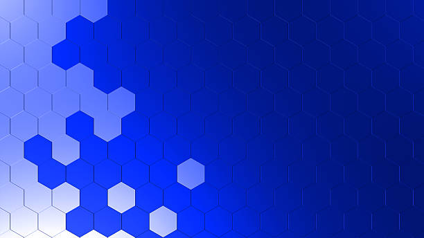 istock 3d illustration of blue metallic hexagonal design  abstract background empty space for text or logo 2212519538