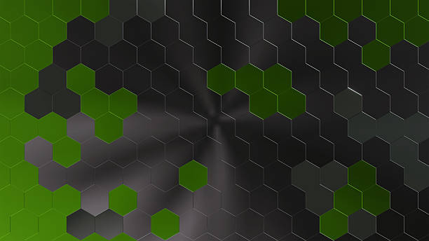 istock 3d illustration of green metallic hexagonal design  abstract background empty space for text or logo 2212519552