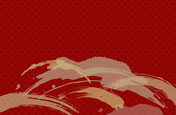 istock Japanese style red/maroon x gold background vector illustration material 2212520160