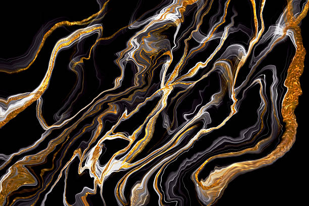 istock Navy blue and golden marbles, swirls art textures  on dynamic liquid  modern art background. 2212521167