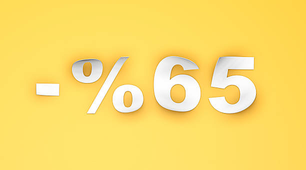istock 65% Discount Paper Text on Yellow Background 2212521247