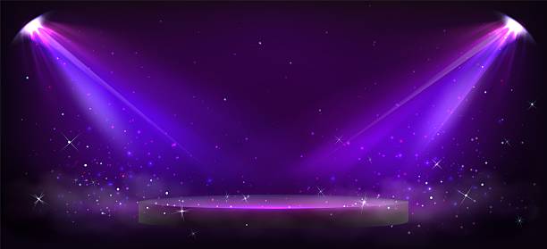 istock Award ceremony stage in purple lights and sparkles 2212534805