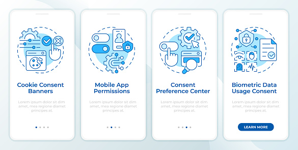 Consent Management Platform Android Examples Of Consent Management Blue Onboarding Mobile App Screen Stock ...