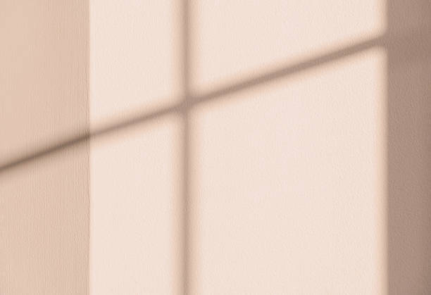 istock Autumn Background Brown Studio with shadow window frame,sunlight on concrete wall,Abstract background for Cosmetic product display in Fall Season,Light orange  wall room with sunlight overlay on floor 2212540306