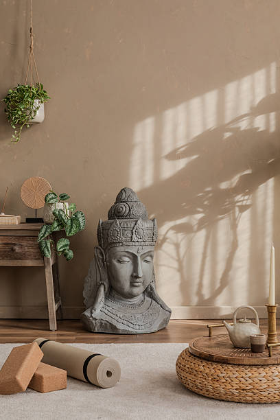 istock Meditative setup featuring soft textiles, natural materials, and zen decor elements. A serene retreat for relaxation and mindfulness. 2212540940