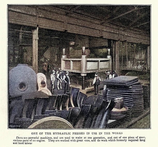 istock Hydraulic press in Crewe railway works, Victorian, 19th Century 2212542309