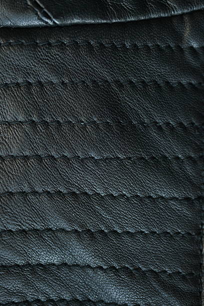 istock black leather texture close-up, seams on leather jacket as background, black natural leather as background, black leather stitching 2212542430