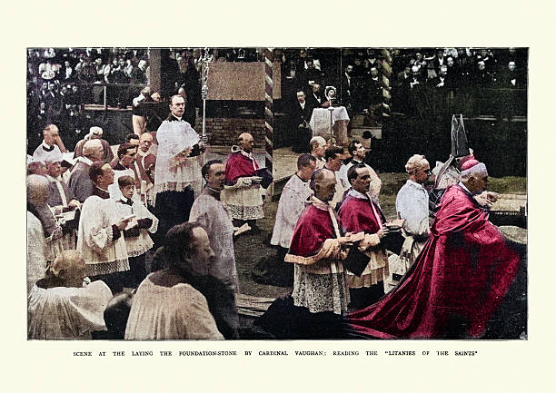 Vintage photograph of Cardinal Herbert Vaughan at the laying of the foundation stone Westminster Cathedral