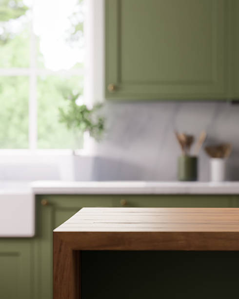 istock A modern green kitchen with a beautiful wooden countertop that is both stylish and functional 2212546180