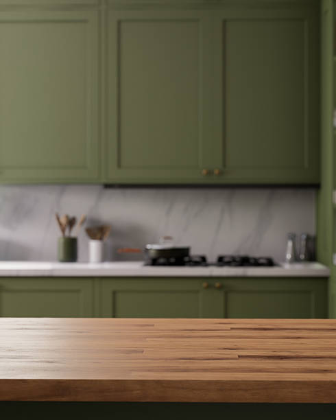 istock A modern green kitchen with a beautiful wooden countertop that is both stylish and functional 2212546191