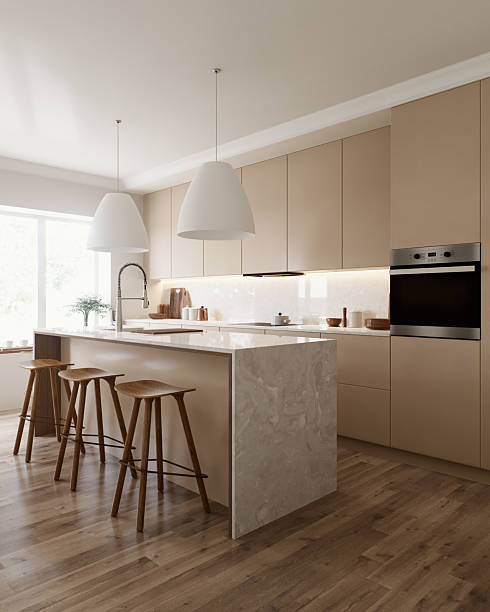 istock Modern kitchen design with minimalist aesthetics complemented by natural elements 2212546388