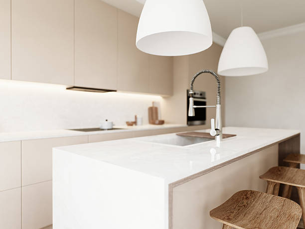istock Explore the beauty of modern minimalist kitchen design, characterized by elegant features 2212546390