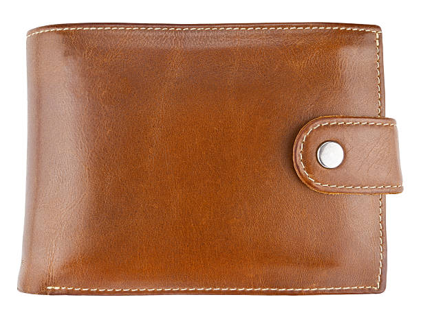 istock Brown men's leather wallet isolated on a white background. Completely in focus. Full depth of field. 2212547667