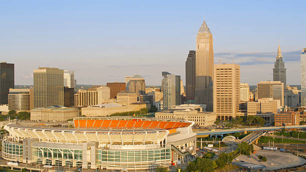 istock Cleveland Downtown Skyline With Stadium And Modern Architecture Under Clear Sky 2212548839