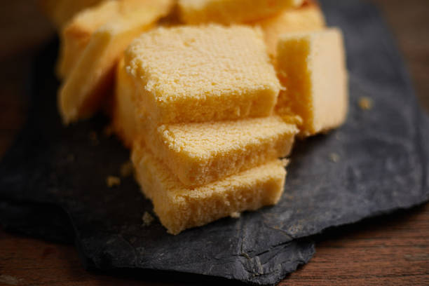 istock Slices of butter cake on plate 2212552349