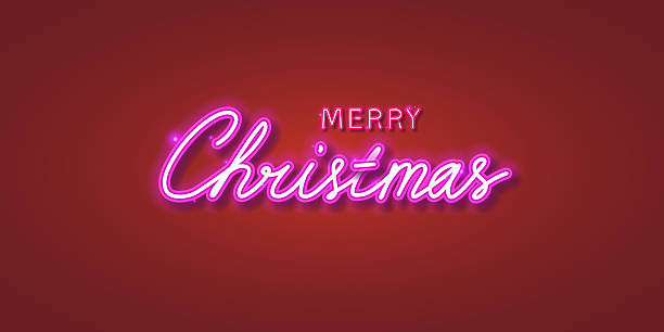 istock Merry Christmas Lettering Sign. Simple Christmas card with red background. 2212554831