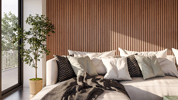 istock Large luxury modern bright interiors Living room mockup illustration 3D rendering image 2212555429