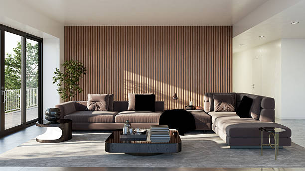istock Large luxury modern bright interiors Living room mockup illustration 3D rendering image 2212555729