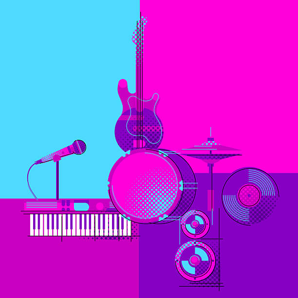 istock Background with musical items. Music party or rock concert illustration. 2212555888