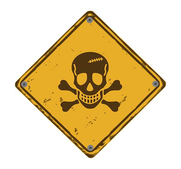 istock Danger of death warning sign with skull on yellow background - vector 2212556951