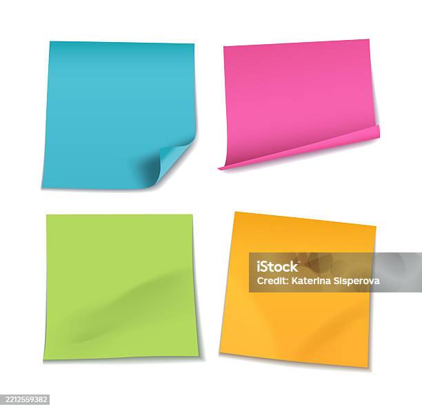Sticky Images Vector Set Of Realistic Colorful Blank Sticky Post It Notes With Rolled ...