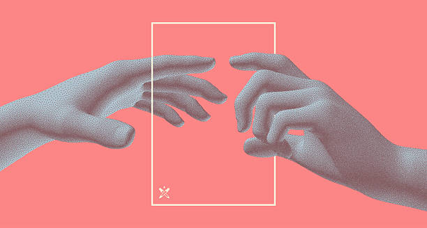istock Hands reaching towards each other. Concept of human relation, togetherness or  partnership. 3D vector illustration. Can be used for advertising, marketing or presentation. 2212560835