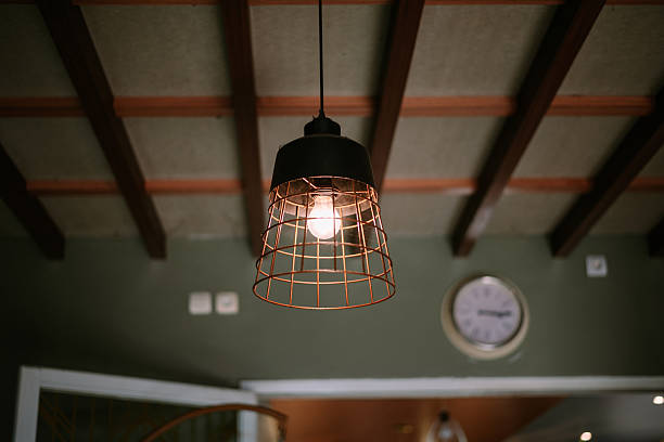 istock Pendant Light Fixture with Filament Bulb and Interior Design Element 2212564681