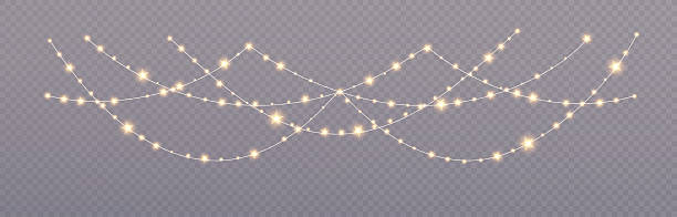 istock Realistic Christmas lights isolated as design elements. Shining decorations perfect for Xmas holiday cards, banners, posters, and web design. Royalty-free vector stock illustration. 2212575264