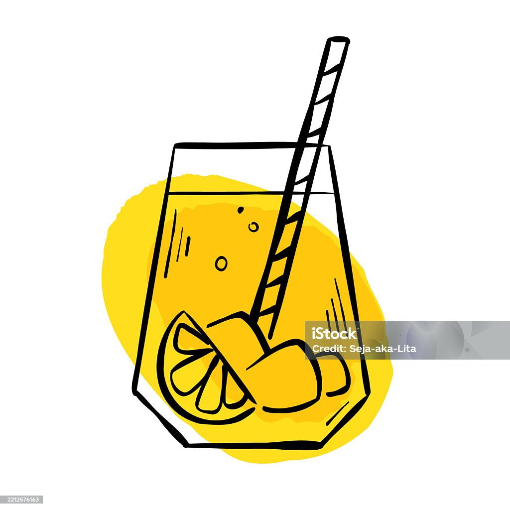 Gradient Mocktails Vector Outline Illustration Of Mocktail On Yellow Gradient Spot Stock ...