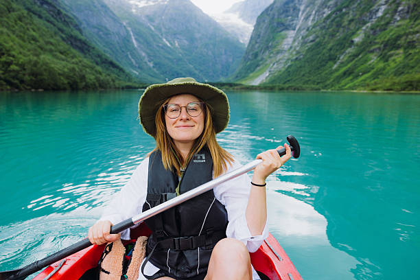 istock Hello From Canoe on Beautiful Lake 2212582163