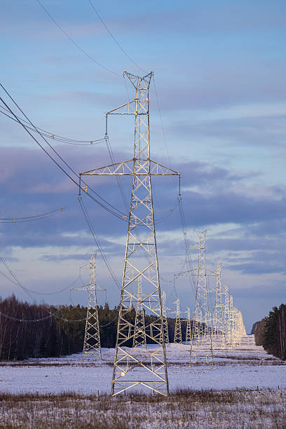 istock Winter Power Lines Stretching Across Snowy Landscape 2212585059
